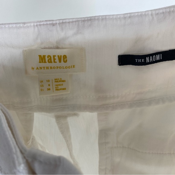 Maeve Naomi Wide Leg Flare Pants Anthropologie White Boho Minimalist Preppy 70s - Picture 9 of 12